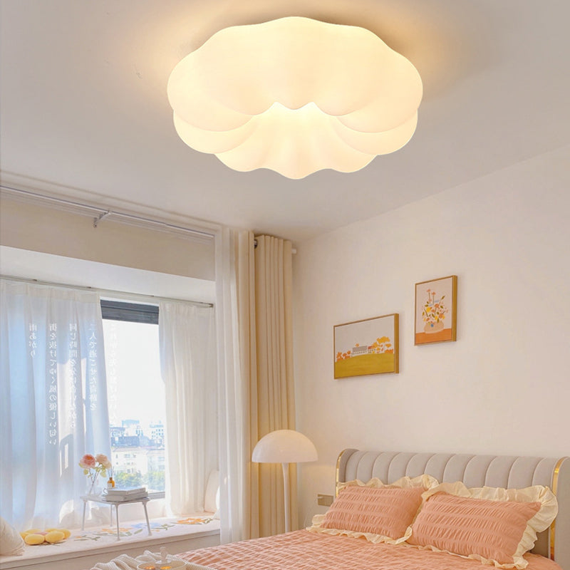 Contemporary Scandinavian Iron PE Cloud Shade LED Flush Mount Ceiling Light For Bedroom