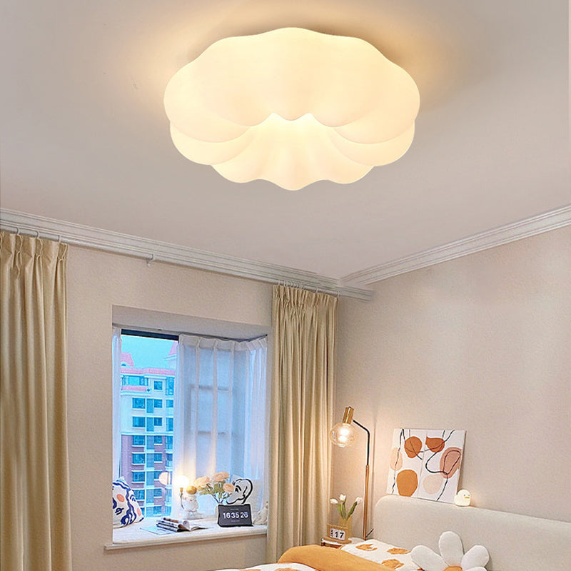 Contemporary Scandinavian Iron PE Cloud Shade LED Flush Mount Ceiling Light For Bedroom