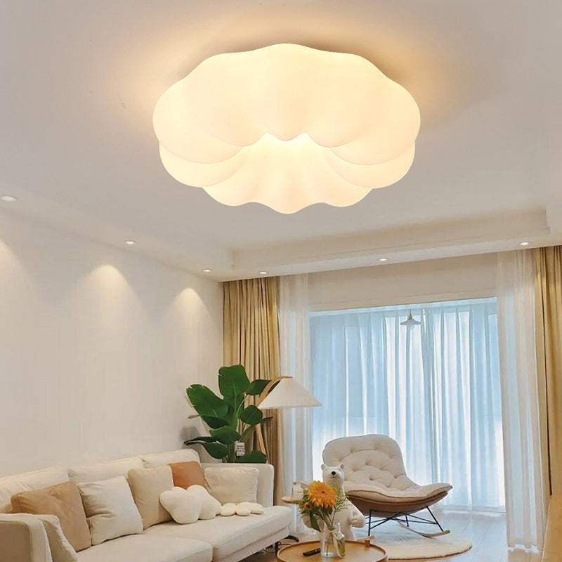 Contemporary Scandinavian Iron PE Cloud Shade LED Flush Mount Ceiling Light For Bedroom