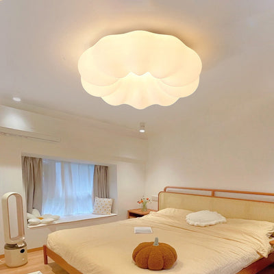 Contemporary Scandinavian Iron PE Cloud Shade LED Flush Mount Ceiling Light For Bedroom