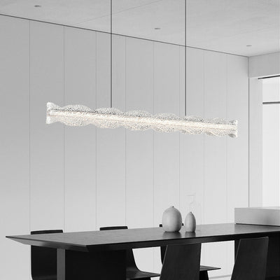 Modern Luxury Aluminum Resin Long Wave Strip LED Island Light Pendant Light For Dining Room