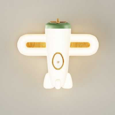 Contemporary Creative Cartoon Airplane PE Iron LED Flush Mount Ceiling Light For Living Room