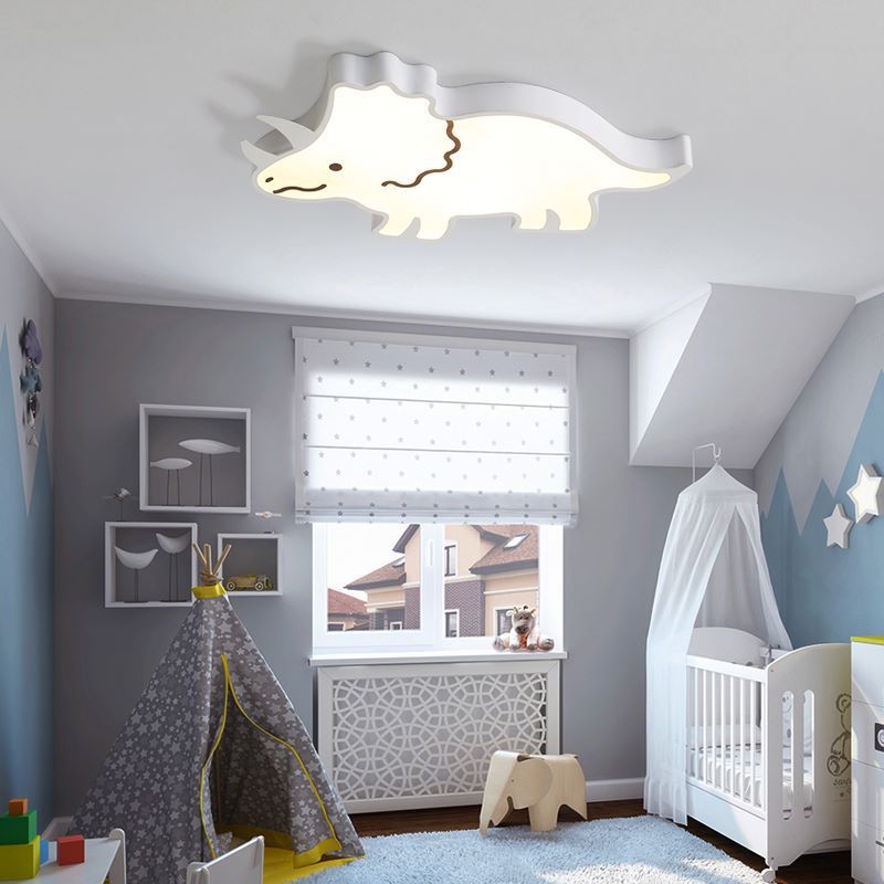 Contemporary Creative ABS Hardware Dinosaur Shade LED Flush Mount Ceiling Light For Bedroom