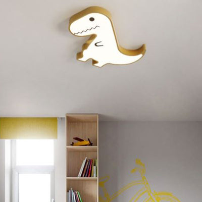 Contemporary Creative ABS Hardware Dinosaur Shade LED Flush Mount Ceiling Light For Bedroom