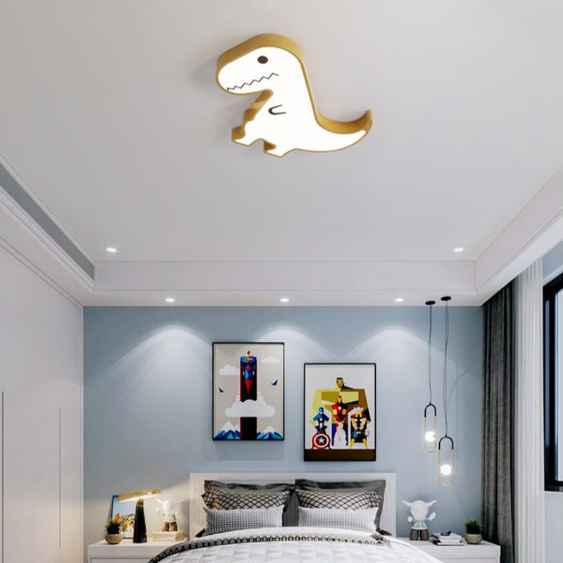 Contemporary Creative ABS Hardware Dinosaur Shade LED Flush Mount Ceiling Light For Bedroom