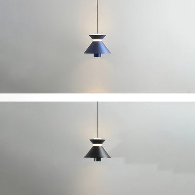 Contemporary Nordic Iron Aluminum Geometric Semi-Conical LED Liftable Pendant Light For Bedroom