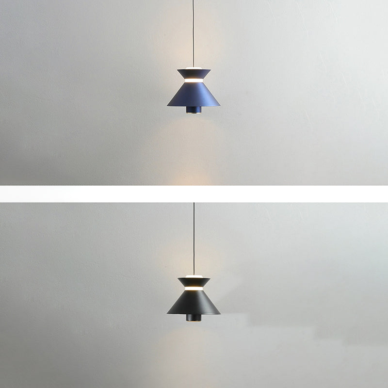 Contemporary Nordic Iron Aluminum Geometric Semi-Conical LED Liftable Pendant Light For Bedroom