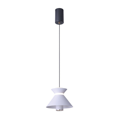 Contemporary Nordic Iron Aluminum Geometric Semi-Conical LED Liftable Pendant Light For Bedroom