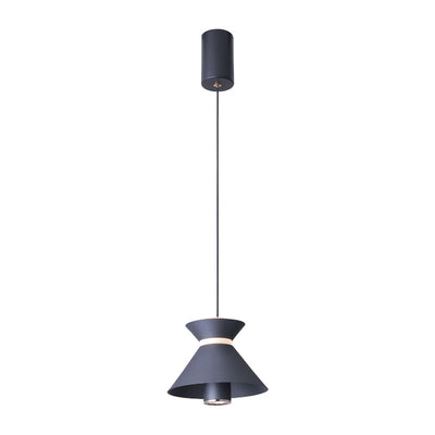 Contemporary Nordic Iron Aluminum Geometric Semi-Conical LED Liftable Pendant Light For Bedroom