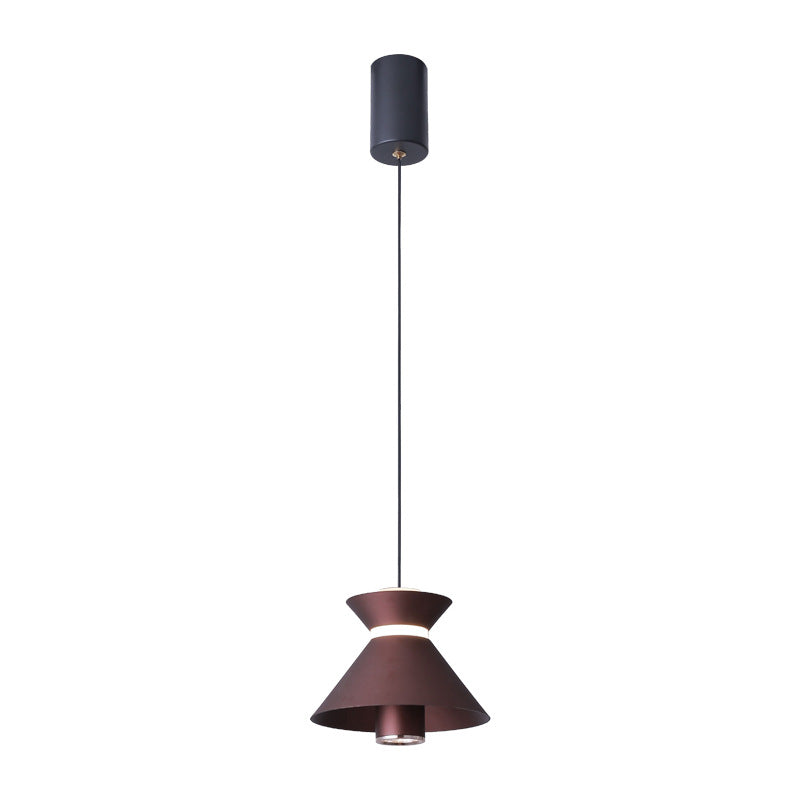 Contemporary Nordic Iron Aluminum Geometric Semi-Conical LED Liftable Pendant Light For Bedroom