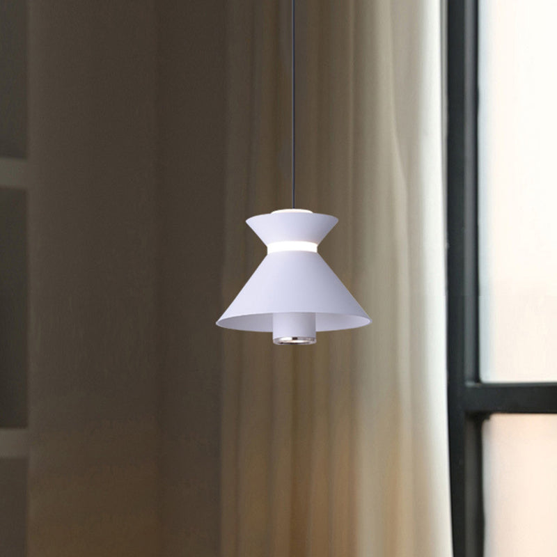 Contemporary Nordic Iron Aluminum Geometric Semi-Conical LED Liftable Pendant Light For Bedroom