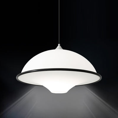 Contemporary Nordic Iron Glass Flying Saucer Shade LED Pendant Light For Bedroom