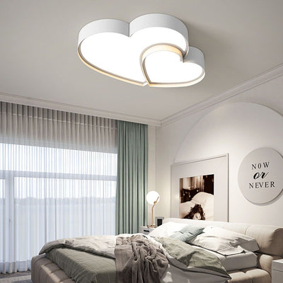 Contemporary Scandinavian Iron Acrylic Star Heart Shape LED Flush Mount Ceiling Light For Living Room