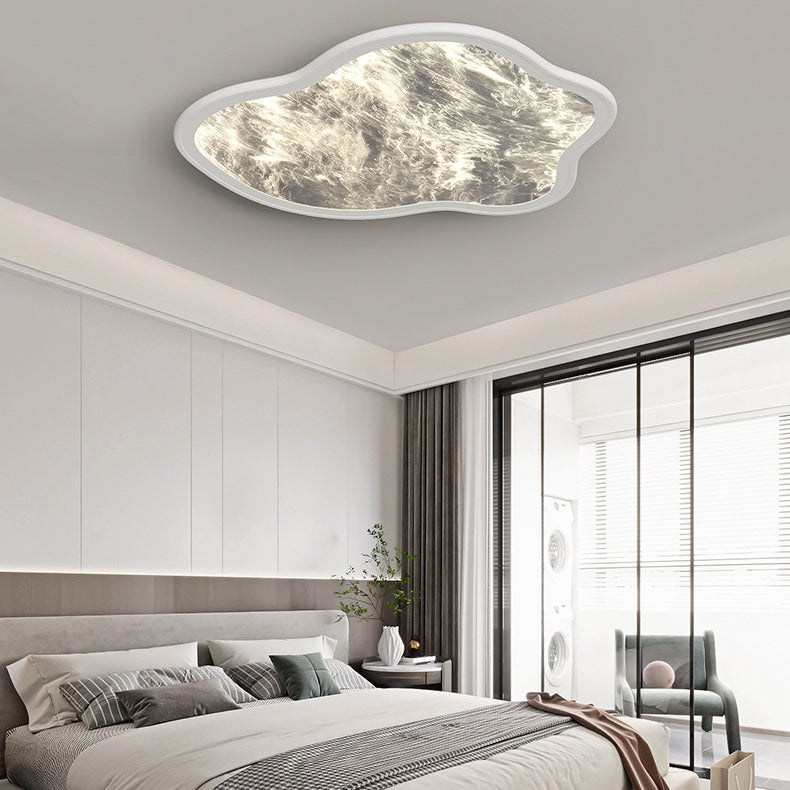 Contemporary Nordic Hardware Aluminum Ice Crystal Acrylic Cloud Shade LED Flush Mount Ceiling Light For Living Room