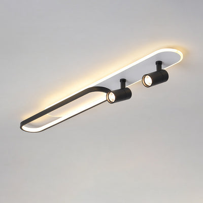 Contemporary Simplicity Iron Long Strip Acrylic Oval LED Spotlight Flush Mount Ceiling Light For Living Room