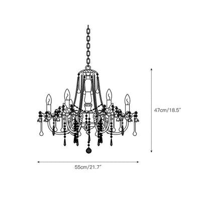 Traditional French Rose Flower Crystal Hardware Candelabra 5-Light Chandelier For Living Room