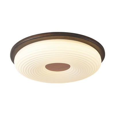 Contemporary Nordic Solid Wood Acrylic Cloud Shade LED Flush Mount Ceiling Light For Bedroom