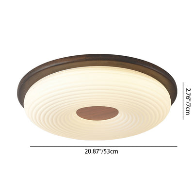 Contemporary Nordic Solid Wood Acrylic Cloud Shade LED Flush Mount Ceiling Light For Bedroom