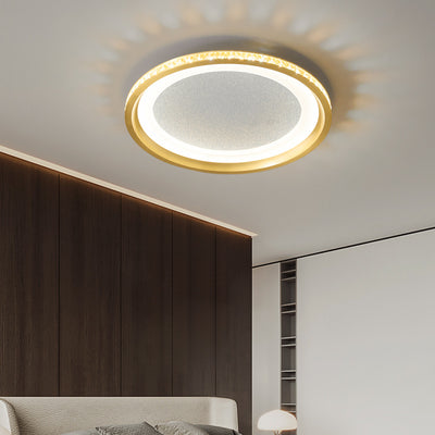 Modern Luxury Aluminum Crystal Starry Sky Acrylic Round LED Flush Mount Ceiling Light For Bedroom