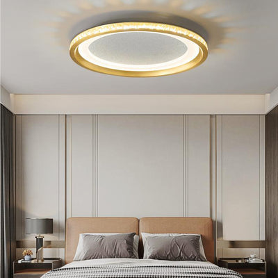 Modern Luxury Aluminum Crystal Starry Sky Acrylic Round LED Flush Mount Ceiling Light For Bedroom