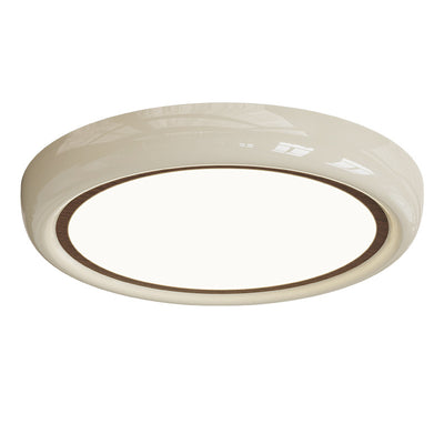 Contemporary Nordic Cream Iron Acrylic Round LED Flush Mount Ceiling Light For Bedroom