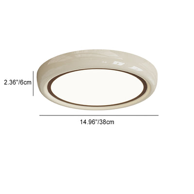 Contemporary Nordic Cream Iron Acrylic Round LED Flush Mount Ceiling Light For Bedroom