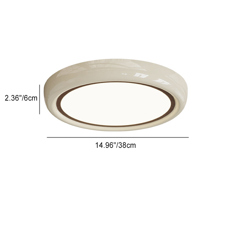 Contemporary Nordic Cream Iron Acrylic Round LED Flush Mount Ceiling Light For Bedroom