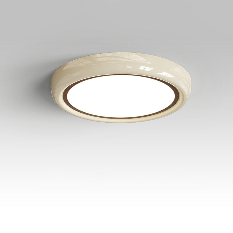 Contemporary Nordic Cream Iron Acrylic Round LED Flush Mount Ceiling Light For Bedroom