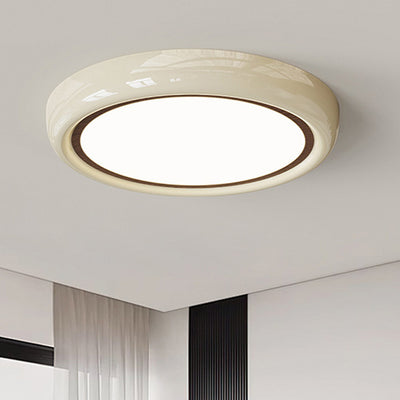 Contemporary Nordic Cream Iron Acrylic Round LED Flush Mount Ceiling Light For Bedroom