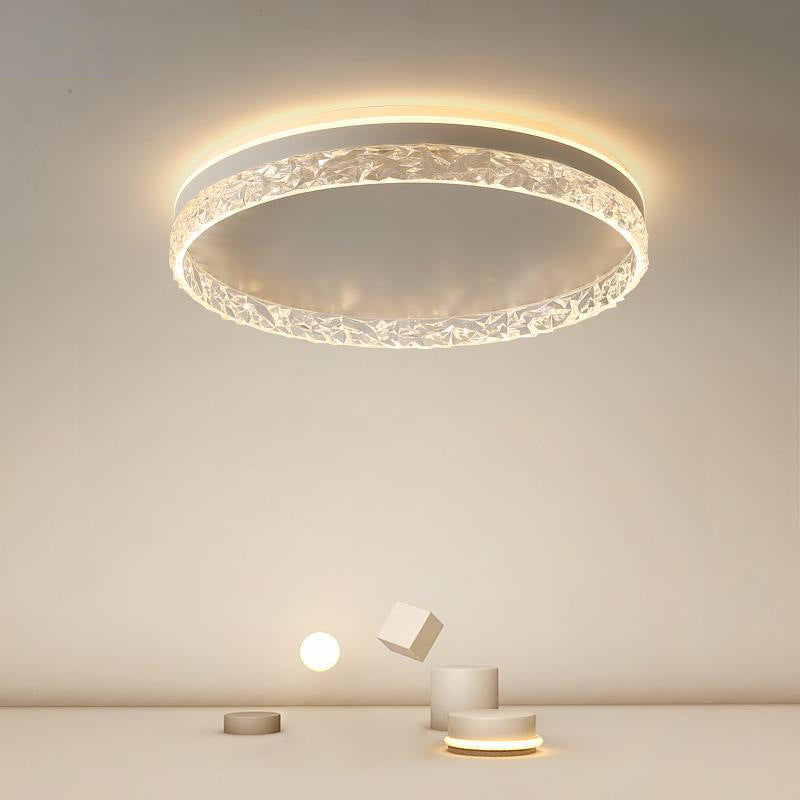 Contemporary Luxury Round Aluminum Acrylic LED Flush Mount Ceiling Light For Bedroom