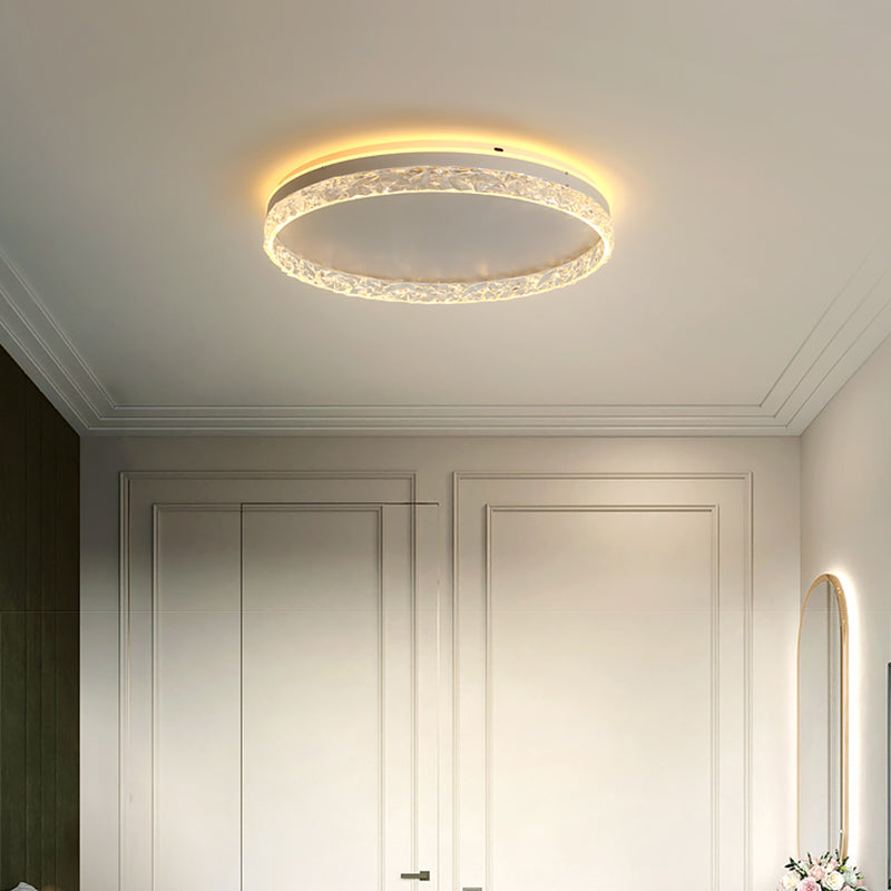 Contemporary Luxury Round Aluminum Acrylic LED Flush Mount Ceiling Light For Bedroom