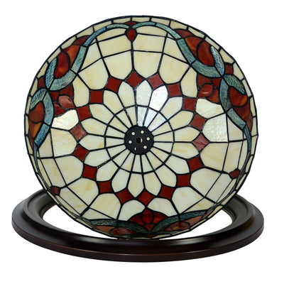 Traditional Tiffany Baroque Stained Glass Hardware Dome 3-Light Flush Mount Ceiling Light For Living Room