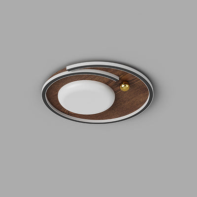 Traditionelle französische Kieselstein-Oval-Massivholz-Acryl-LED-Deckenleuchte für Wohnzimmer 