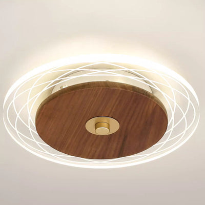 Traditionelle französische Kieselstein-Oval-Massivholz-Acryl-LED-Deckenleuchte für Wohnzimmer 