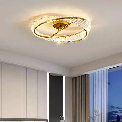 Contemporary Luxury Arc Hardware Crystal LED Flush Mount Ceiling Light For Bedroom