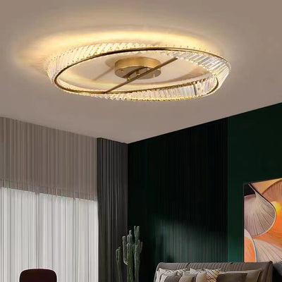 Contemporary Luxury Arc Hardware Crystal LED Flush Mount Ceiling Light For Bedroom