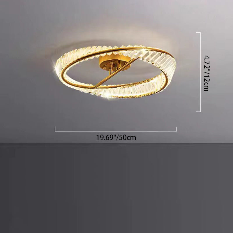 Contemporary Luxury Arc Hardware Crystal LED Flush Mount Ceiling Light For Bedroom