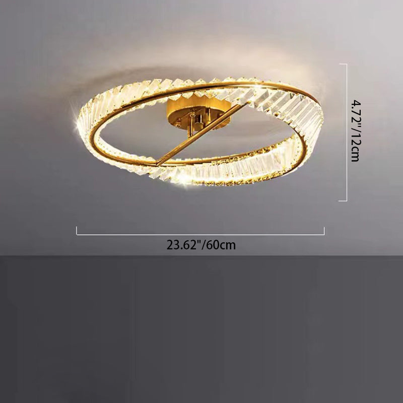 Contemporary Luxury Arc Hardware Crystal LED Flush Mount Ceiling Light For Bedroom