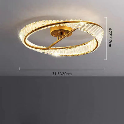 Contemporary Luxury Arc Hardware Crystal LED Flush Mount Ceiling Light For Bedroom