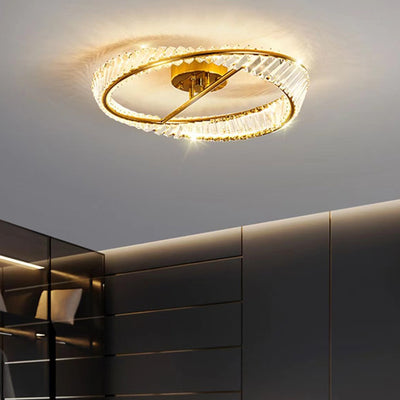 Contemporary Luxury Arc Hardware Crystal LED Flush Mount Ceiling Light For Bedroom