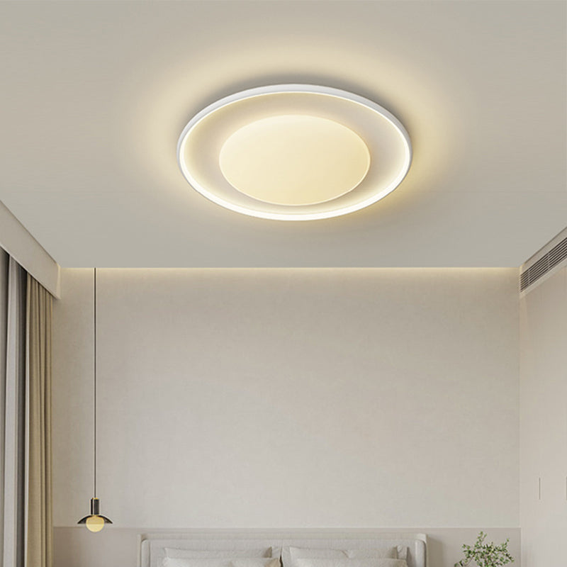 Modern Minimalist Iron Aluminum Round Acrylic LED Flush Mount Ceiling Light For Bedroom