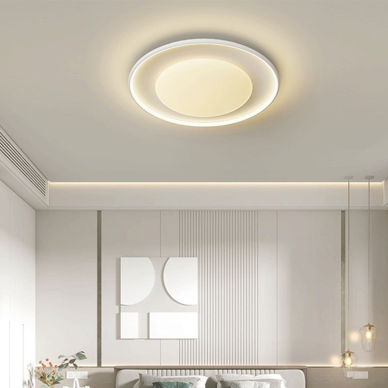 Modern Minimalist Iron Aluminum Round Acrylic LED Flush Mount Ceiling Light For Bedroom