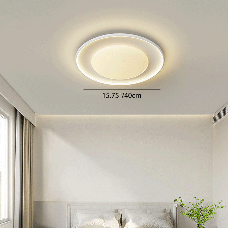 Modern Minimalist Iron Aluminum Round Acrylic LED Flush Mount Ceiling Light For Bedroom