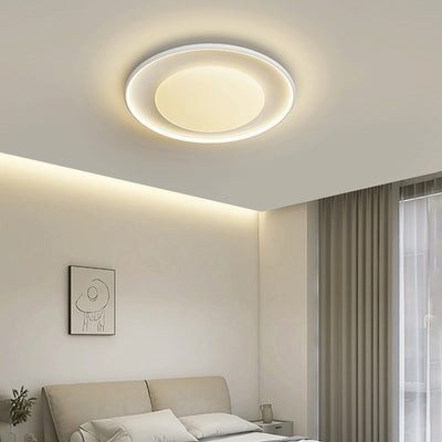 Modern Minimalist Iron Aluminum Round Acrylic LED Flush Mount Ceiling Light For Bedroom