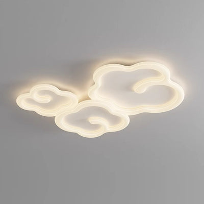 Contemporary Creative Iron PE Auspicious Cloud Shade LED Flush Mount Ceiling Light For Living Room