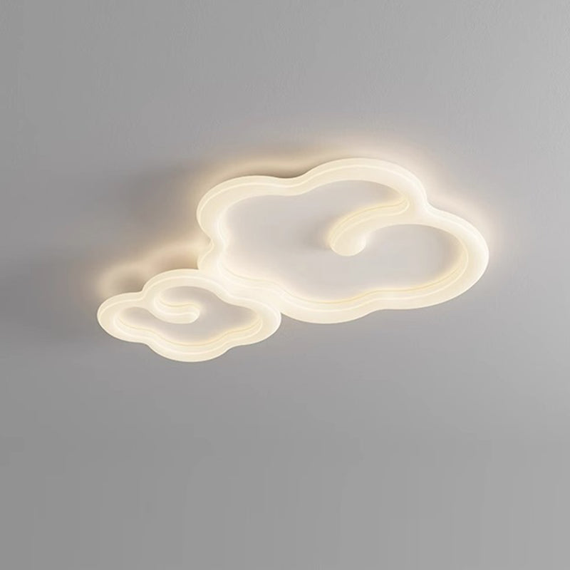 Contemporary Creative Iron PE Auspicious Cloud Shade LED Flush Mount Ceiling Light For Living Room