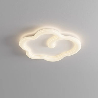 Contemporary Creative Iron PE Auspicious Cloud Shade LED Flush Mount Ceiling Light For Living Room