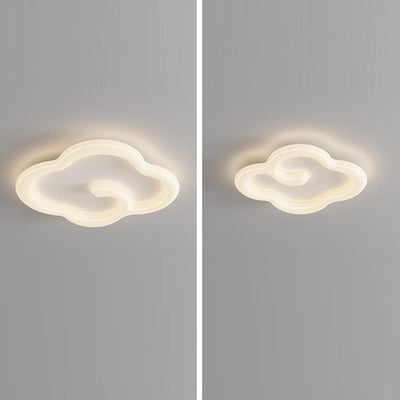 Contemporary Creative Iron PE Auspicious Cloud Shade LED Flush Mount Ceiling Light For Living Room