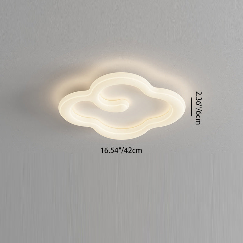 Contemporary Creative Iron PE Auspicious Cloud Shade LED Flush Mount Ceiling Light For Living Room