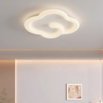 Contemporary Creative Iron PE Auspicious Cloud Shade LED Flush Mount Ceiling Light For Living Room